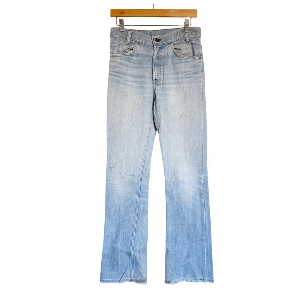 VTG 1970s Levi's Orange Tab SF 207 Flare Jeans Thrashed Stained Repaired 30